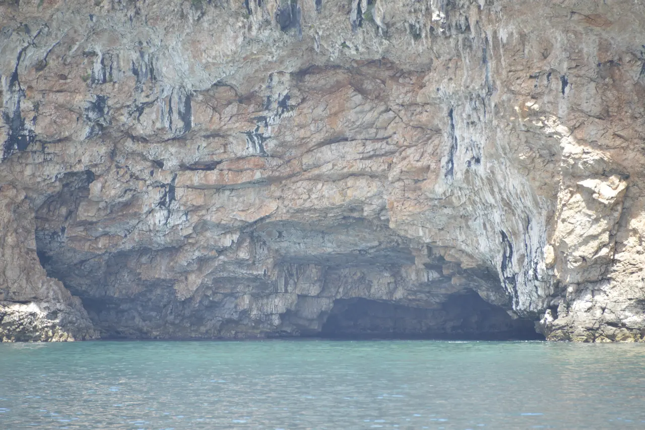 The glowing blue water inside the Blue Cave (Plava Špilja) on the Luštica peninsula, Montenegro